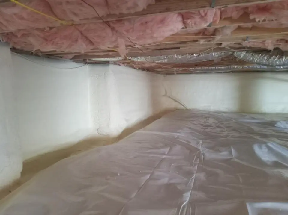 Crawl space encapsulation with closed-cell spray foam for Spray Foam Roofing in Meridian